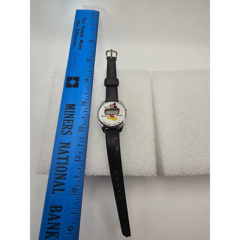 Vintage Bradley Mickey Mouse Digital Watch with Pouch Walt Disney Productions